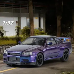Purple Nissan Skyline R34 Diecast Model 1:32 Scale
