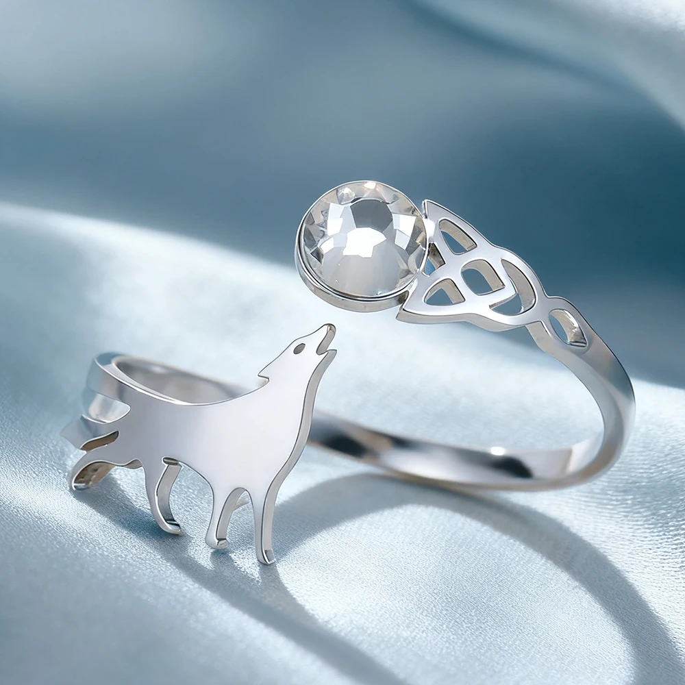 Stainless Steel Celtic Wolf Zircon Ring 7 Stainless Steel Celtic Wolf Zircon Ring - Image 7