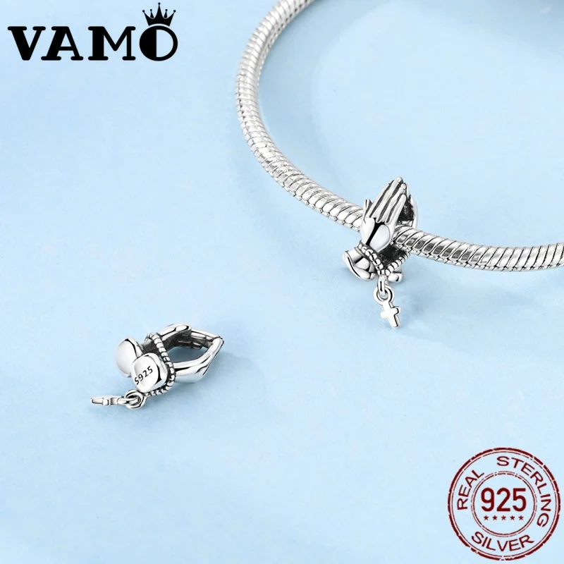 Praying Hands Sterling Silver Charm 2 Praying Hands Sterling Silver Charm - Image 2