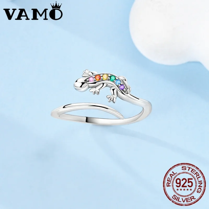 VAMO Sterling Silver Chameleon Ring with Rainbow Zircons 3 VAMO Sterling Silver Chameleon Ring with Rainbow Zircons - Image 3