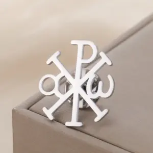 Stainless Steel Chi Rho Cross Brooch 11 S3bc1892a6e8c4c678153e292738989030