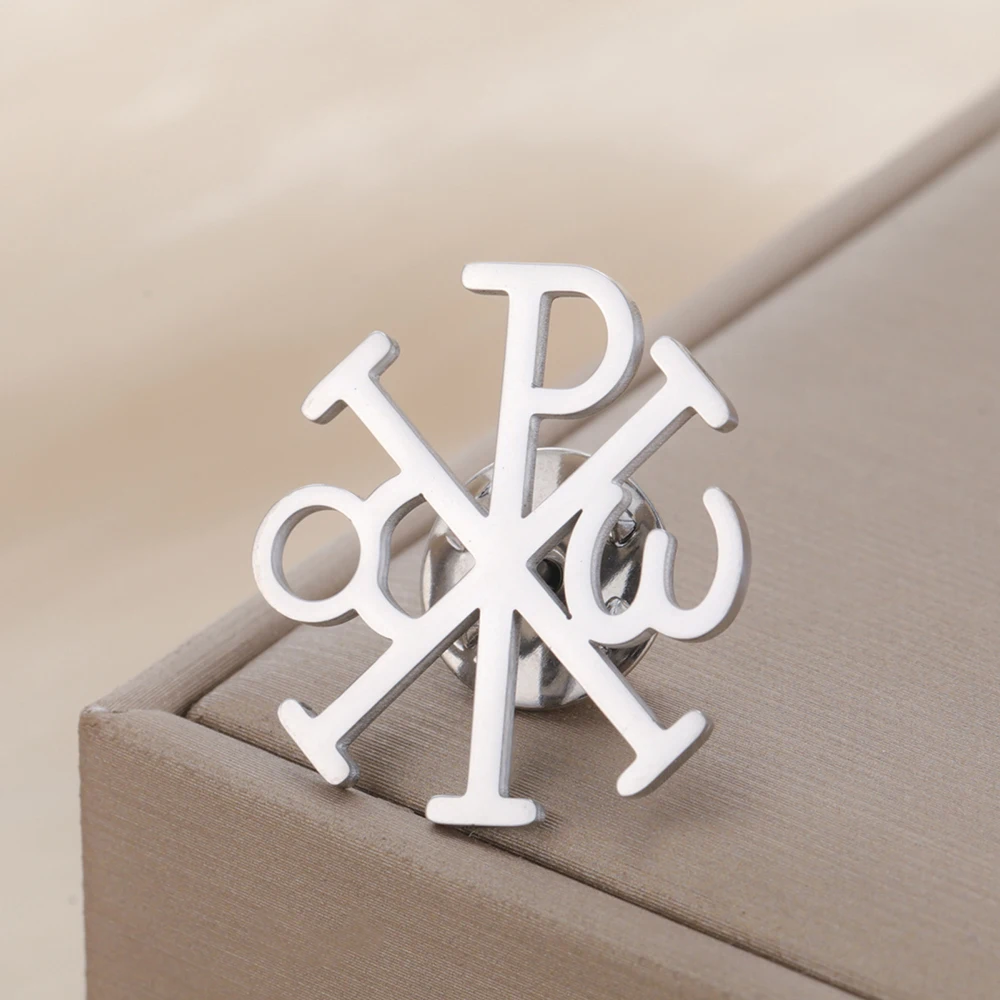Stainless Steel Chi Rho Cross Brooch 5 Stainless Steel Chi Rho Cross Brooch - Image 5