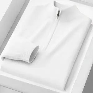 Men's Beige Knitted Polo Sweater with Zipper 12 S3f17edc3c0df4ed7a144fa39eb839befb 7