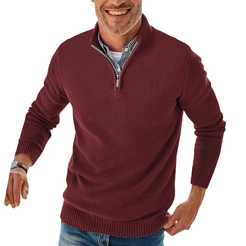 Men’s Gray Zipper Pullover Sweater 4 Men’s Gray Zipper Pullover Sweater - Image 4