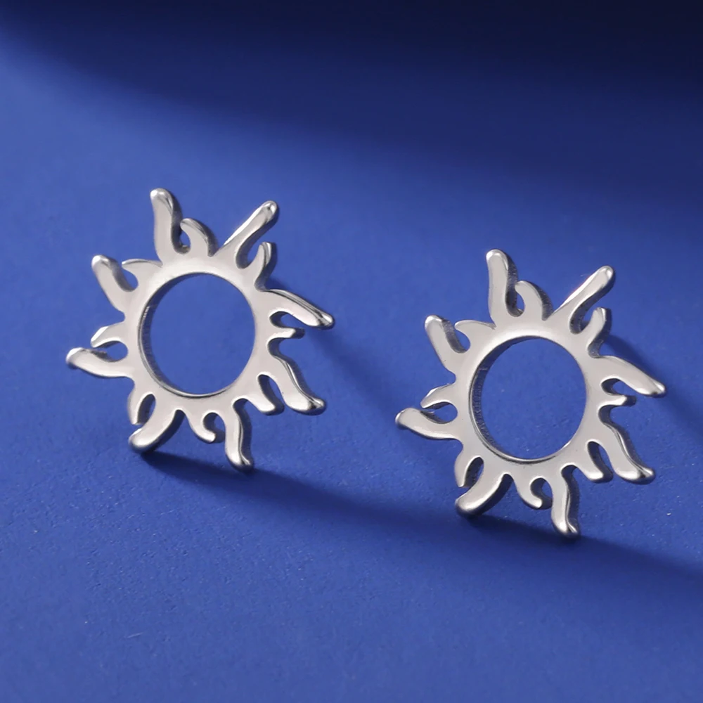 Vintage Stainless Steel Sun Earrings for Women 9 Vintage Stainless Steel Sun Earrings for Women - Image 9