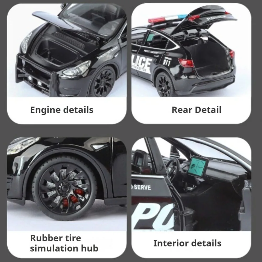 1:24 Scale Police Car Model with Lights 4 1:24 Scale Police Car Model with Lights - Image 4