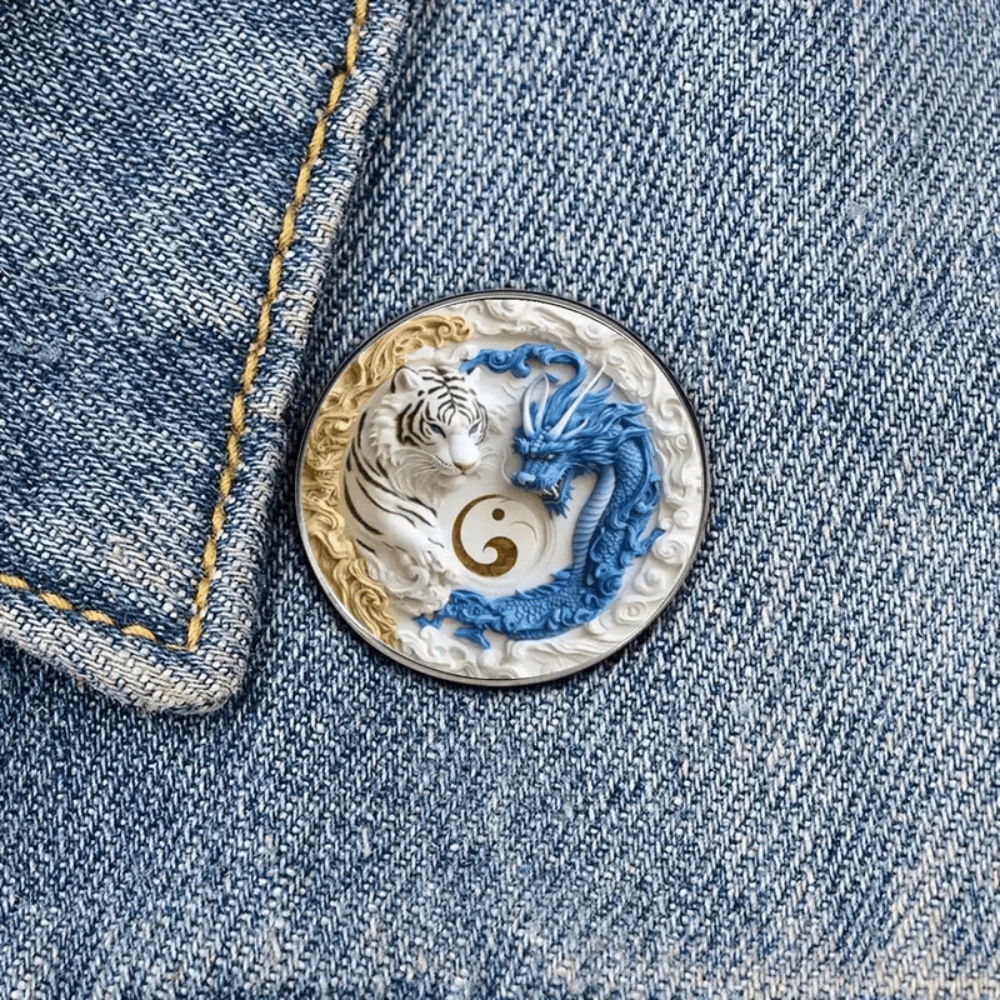 Stainless Steel Dragon Tiger Brooch 4 Stainless Steel Dragon Tiger Brooch - Image 4