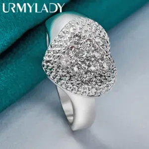 Heart Zircon Silver Ring for Women 8 S45187d5d126c4ba68e10f52f7ecb1f97x