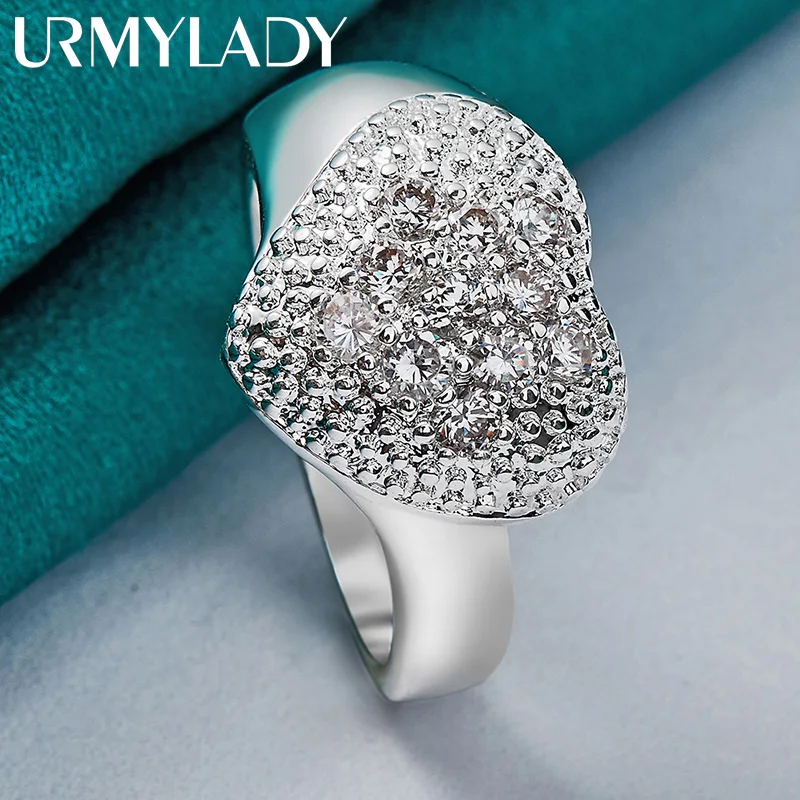 Heart Zircon Silver Ring for Women 3 Heart Zircon Silver Ring for Women - Image 3