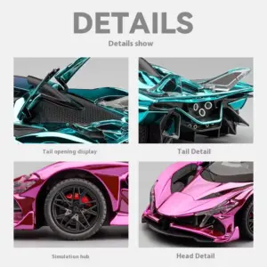 Pink 1:24 Scale Diecast Car Model with Sound & Light 13 S496268bc40324440810fb2d3937118b1m