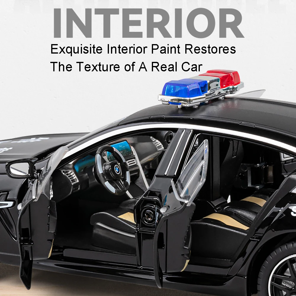 1:24 Scale Police Car Model with Lights 4 1:24 Scale Police Car Model with Lights - Image 4