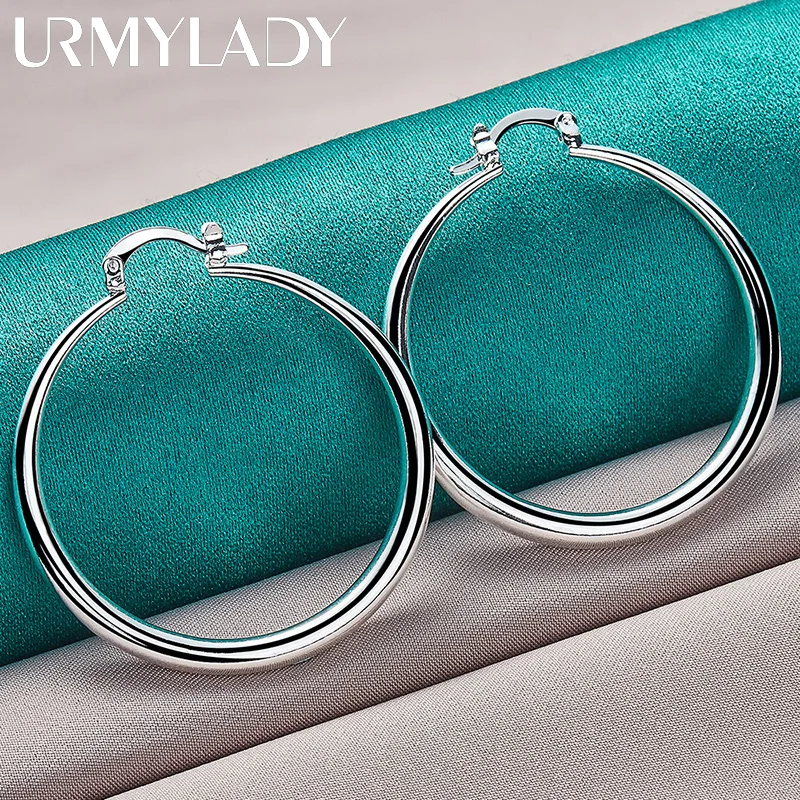 40mm Sterling Silver Hoop Earrings 5 40mm Sterling Silver Hoop Earrings - Image 5