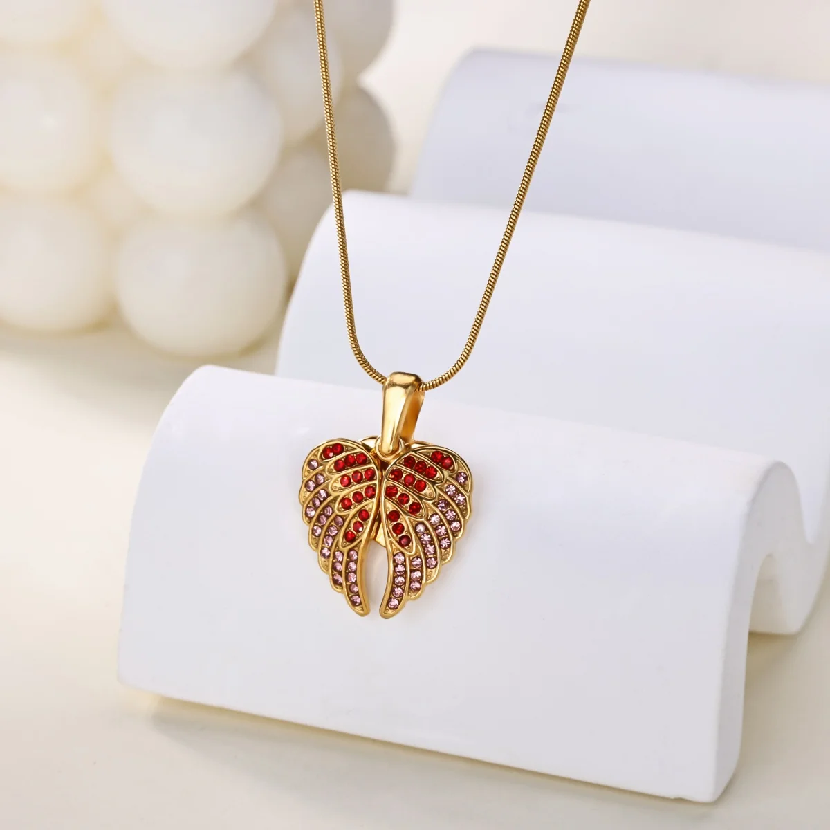 Elegant Gold Stainless Steel Necklace with Zircon Accents 3 Elegant Gold Stainless Steel Necklace with Zircon Accents - Image 3