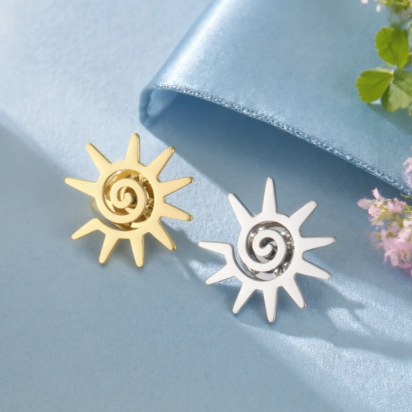Stainless Steel Sun and Spiral Brooch 2 Stainless Steel Sun and Spiral Brooch - Image 2