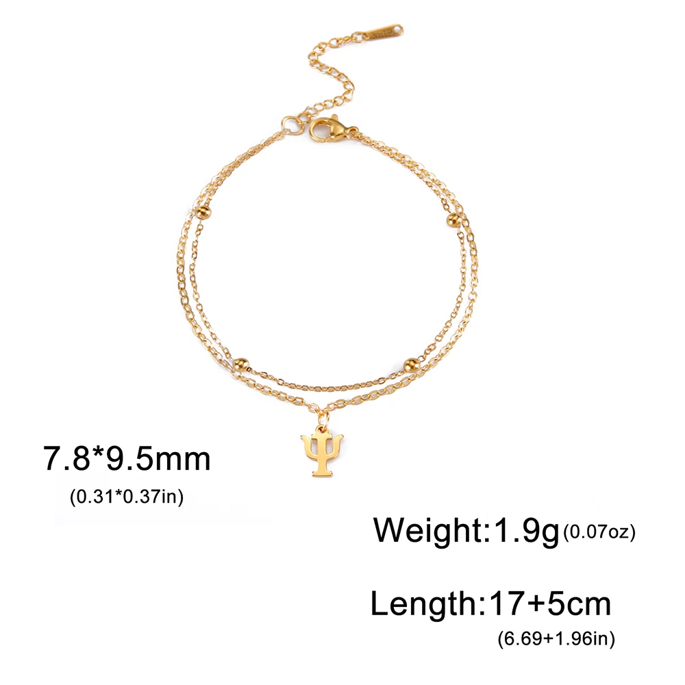 Stainless Steel Psi Charm Bracelet 22+5cm 3 Stainless Steel Psi Charm Bracelet 22+5cm - Image 3