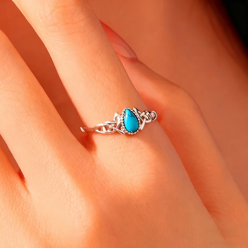 Celtic Knot Turquoise Silver Ring for Women 7 Celtic Knot Turquoise Silver Ring for Women - Image 7