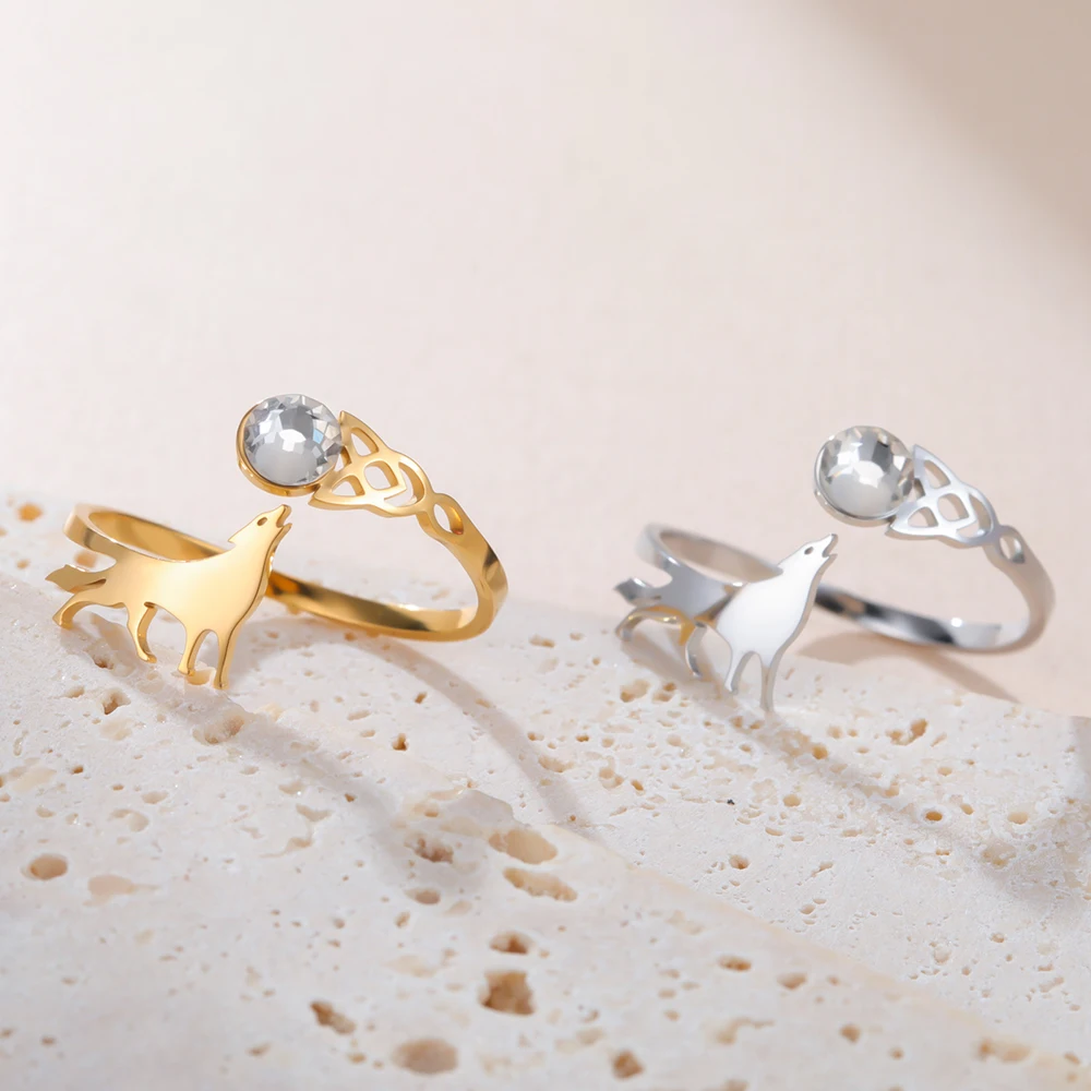 Stainless Steel Celtic Wolf Zircon Ring 4 Stainless Steel Celtic Wolf Zircon Ring - Image 4