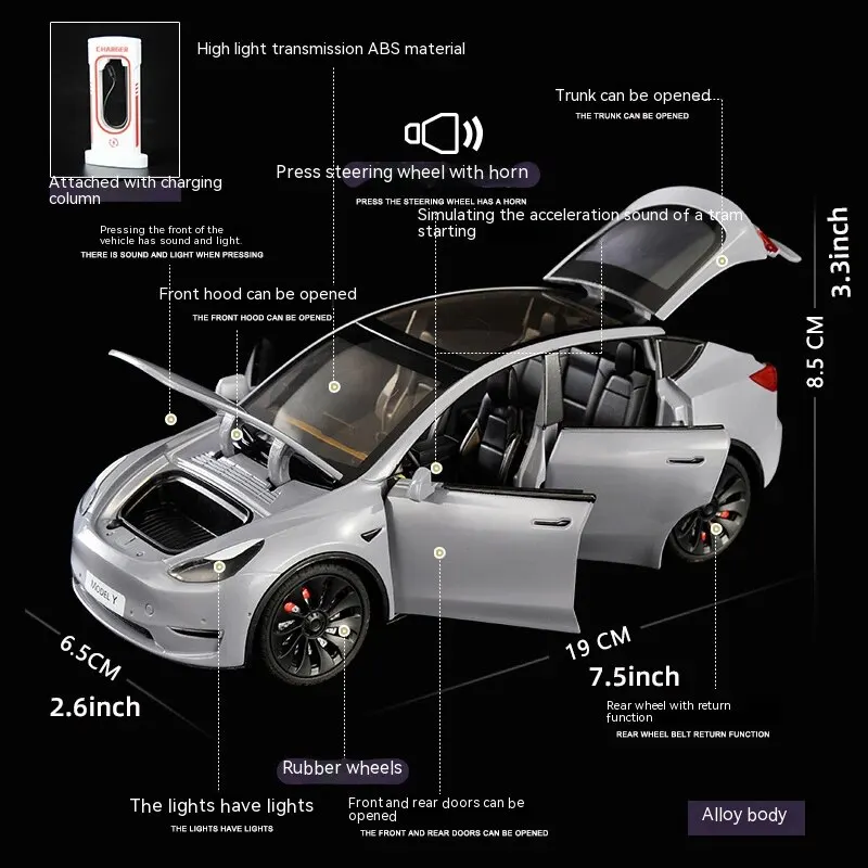 1:24 Scale Black Model Y Diecast Car 4 1:24 Scale Black Model Y Diecast Car - Image 4