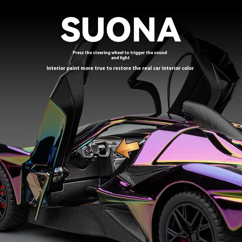 Pink 1:24 Scale Diecast Car Model with Sound & Light 4 Pink 1:24 Scale Diecast Car Model with Sound & Light - Image 4