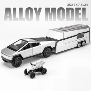 1:32 Scale Model Pickup Truck with Camper Trailer 17 S5766246e31074ffc84bf01bd5369c673i