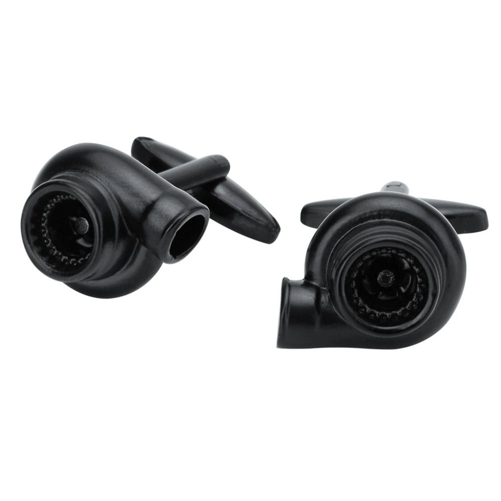 Black Blower-Shaped Cufflinks for Men 4 Black Blower-Shaped Cufflinks for Men - Image 4