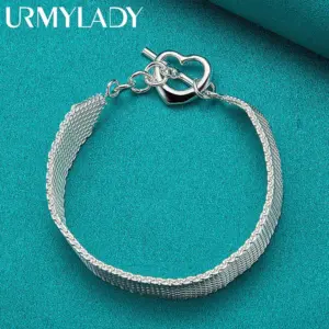 925 Sterling Silver Woven Mesh Bracelet 7 S58bb8da75b5f4531aea032b543a66cd3P