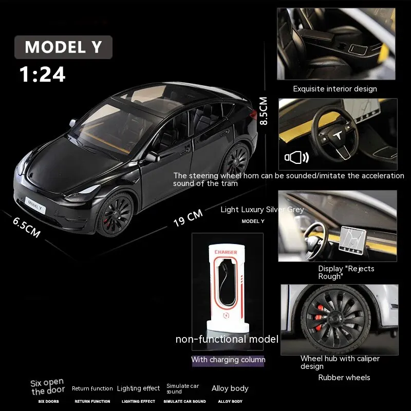1:24 Scale Black Model Y Diecast Car 9 1:24 Scale Black Model Y Diecast Car - Image 9