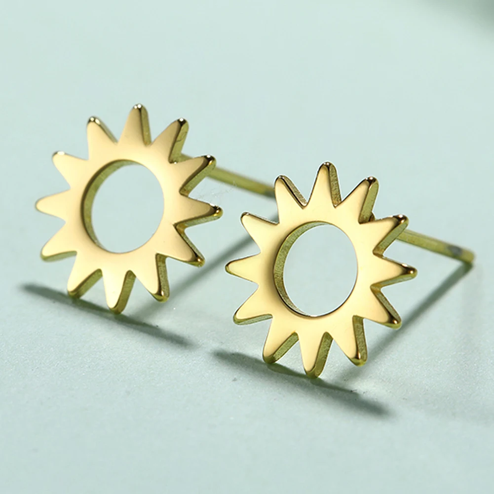 Vintage Stainless Steel Sun Earrings for Women 8 Vintage Stainless Steel Sun Earrings for Women - Image 8