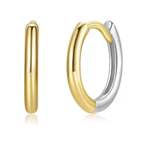 Two-Tone Silver Hoop Earrings 1.3cm Diameter 13 S5b025b45b5224385a1fcd16862fde505s