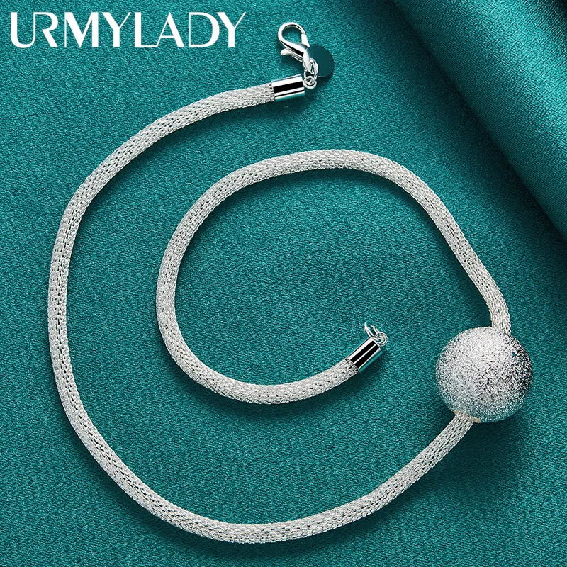 Sterling Silver 20mm Matte Pendant Necklace 2 Sterling Silver 20mm Matte Pendant Necklace - Image 2