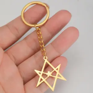 Stainless Steel Unicursal Hexagram Keychain 12 S5d7032fb62b4430eafb28aab11df5b15y