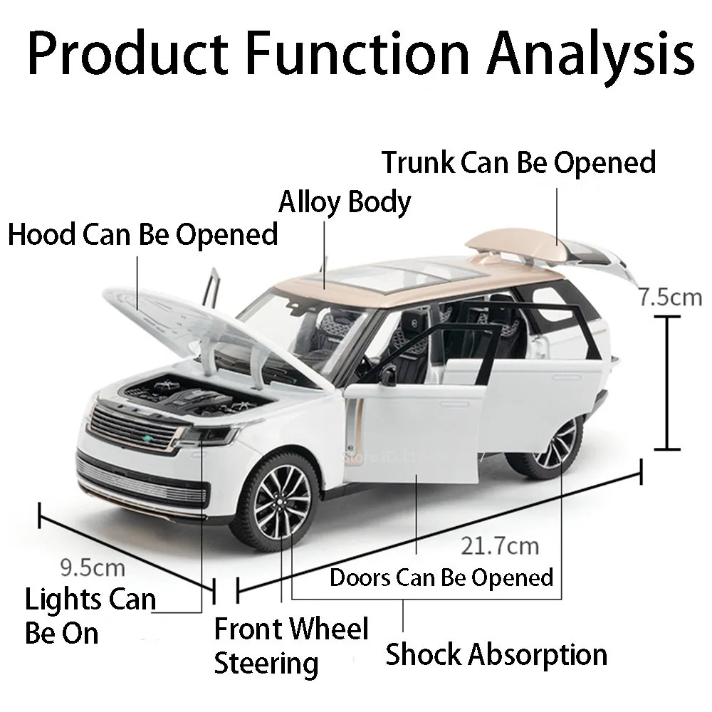 Black 1:24 Land Rover Range Rover Diecast Model 2 Black 1:24 Land Rover Range Rover Diecast Model - Image 2