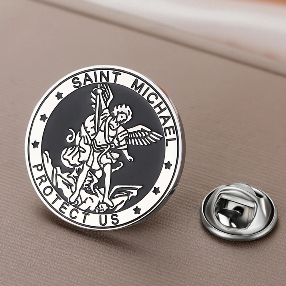 Stainless Steel Saint Michael Brooch Pin 8 Stainless Steel Saint Michael Brooch Pin - Image 8
