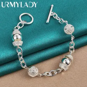 925 Sterling Silver Ball Chain Bracelet for Women 10 S611ca0d605844e728aa76c7a6dbd6e5fG