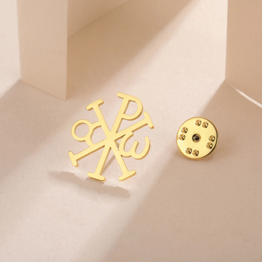 Stainless Steel Chi Rho Cross Brooch 3 Stainless Steel Chi Rho Cross Brooch - Image 3