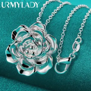 Silver Rose Pendant Necklace for Women 13 S6367d335ae3449c99a85da125d4c6987a