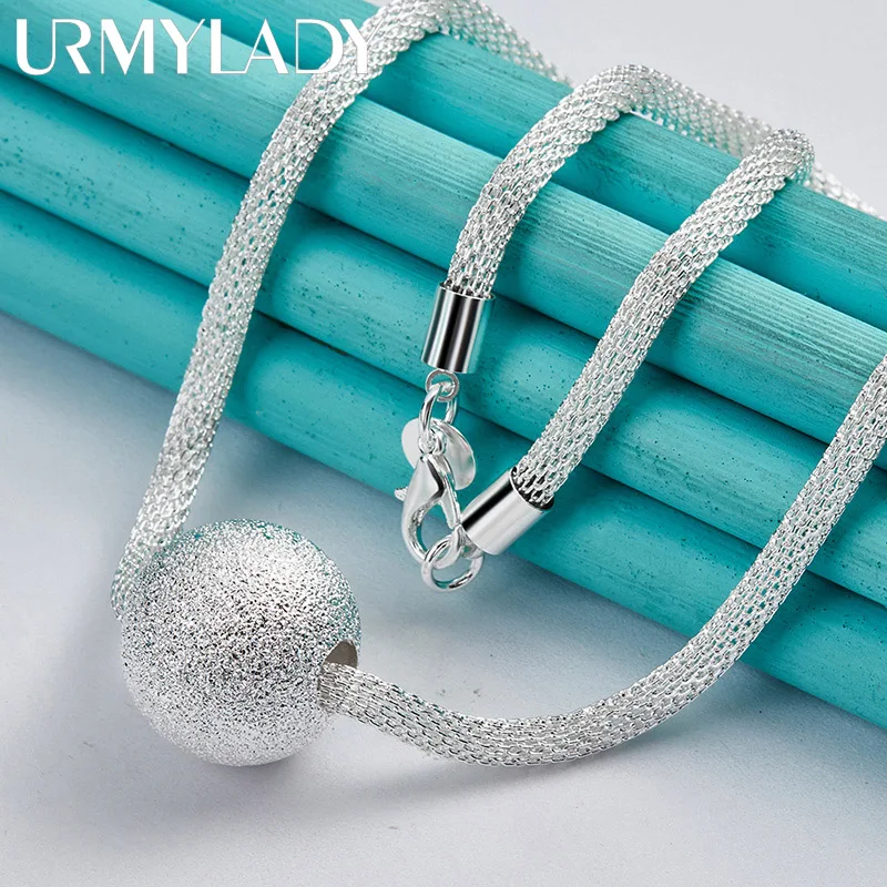 Sterling Silver 20mm Matte Pendant Necklace 6 Sterling Silver 20mm Matte Pendant Necklace - Image 6