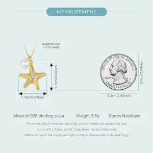 Sterling Silver Starfish Necklace with Pearls 11 S6551e9f2e6934be8ba8fc6d48dda3275w