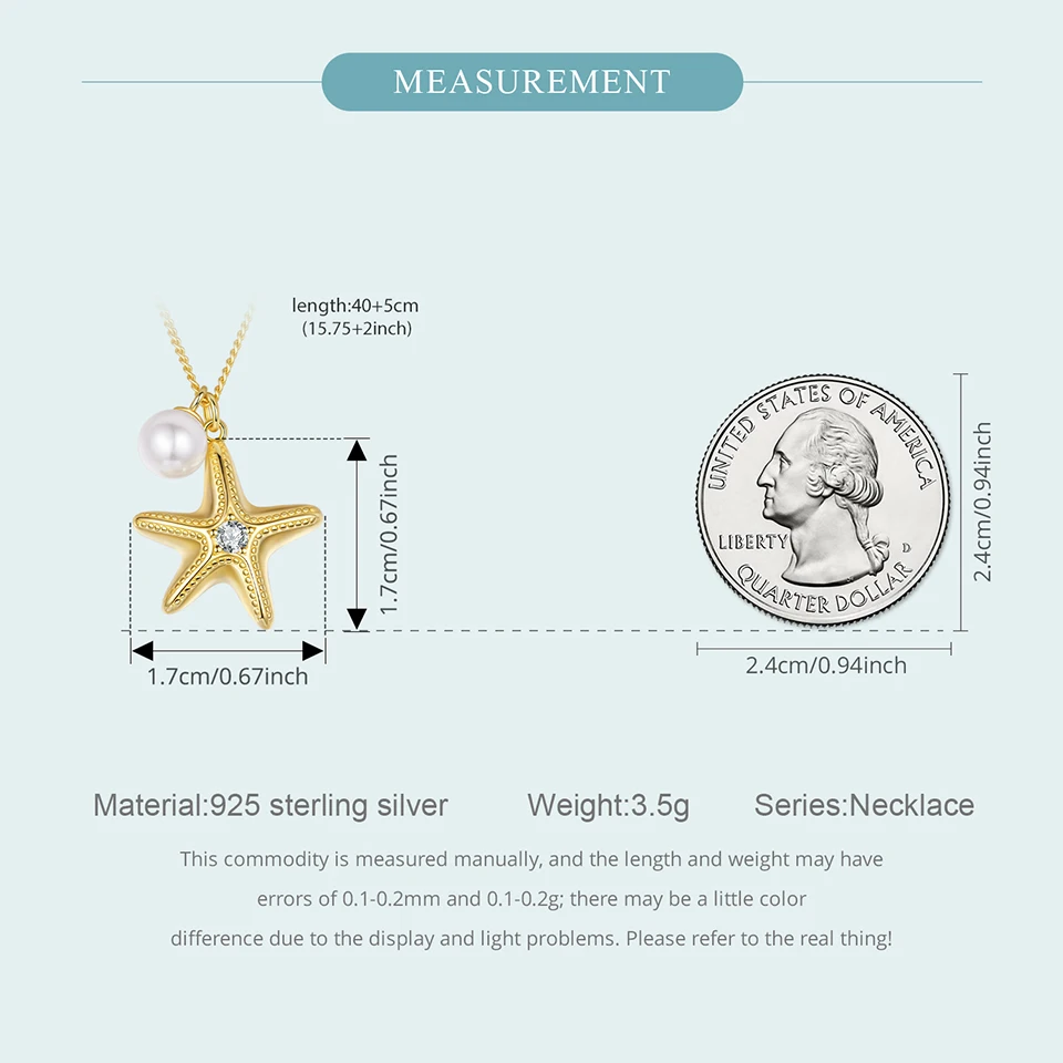 Sterling Silver Starfish Necklace with Pearls 5 Sterling Silver Starfish Necklace with Pearls - Image 5