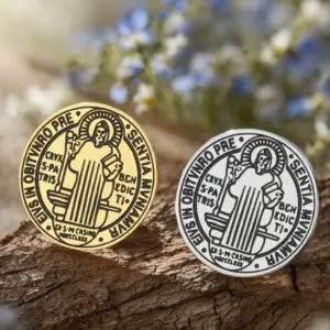 Stainless Steel Saint Benedict Brooch 25x25 mm 12 S66269b6098c540e68b8c6cc70cad3fabH