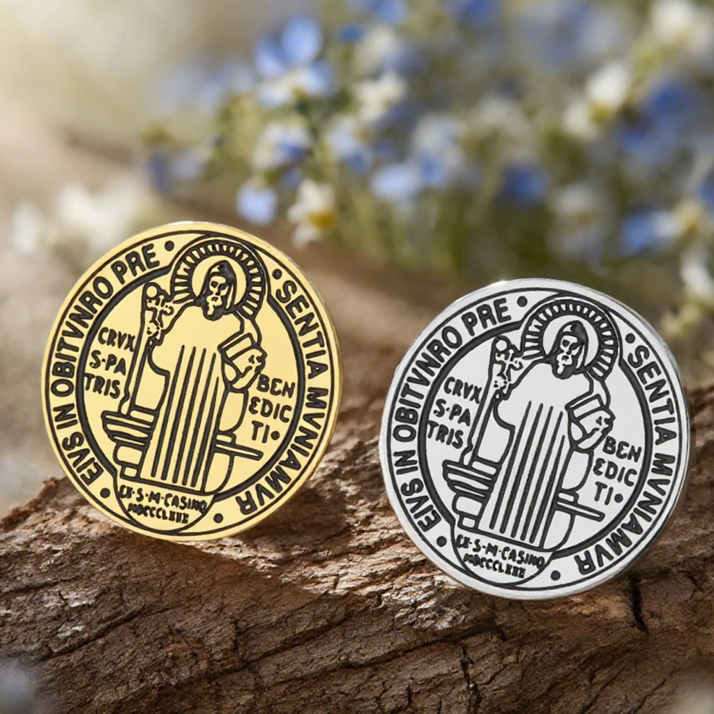 Stainless Steel Saint Benedict Brooch 25x25 mm 3 Stainless Steel Saint Benedict Brooch 25x25 mm - Image 3