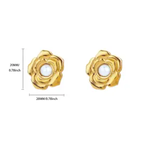 Vintage Gold Stainless Steel Flower Earrings 10 S668afa8b38b945a1946f8c13ee07dc8b9