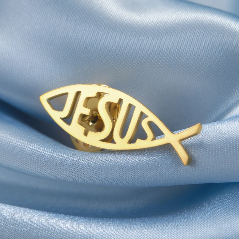 Stainless Steel Jesus Fish Brooch 29x10mm 2 Stainless Steel Jesus Fish Brooch 29x10mm - Image 2