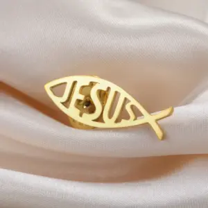 Stainless Steel Jesus Fish Brooch 29x10mm 10 S6a33e098d465409cbc82812a1f0f4be9p