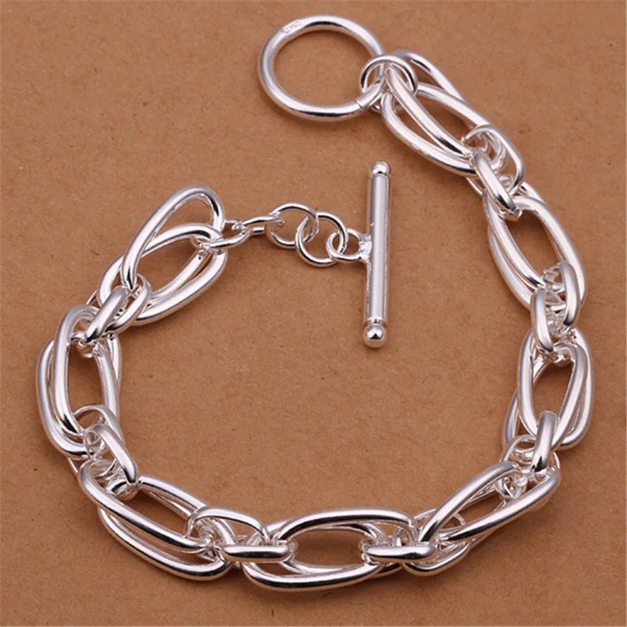 Sterling Silver Interlocking Oval Bracelet for Women 4 Sterling Silver Interlocking Oval Bracelet for Women - Image 4