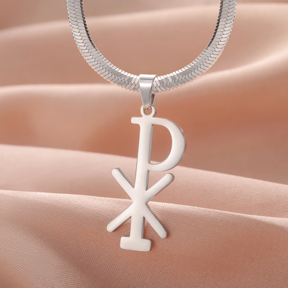 Stainless Steel Chi Rho Necklace for Men & Women 2 Stainless Steel Chi Rho Necklace for Men & Women - Image 2