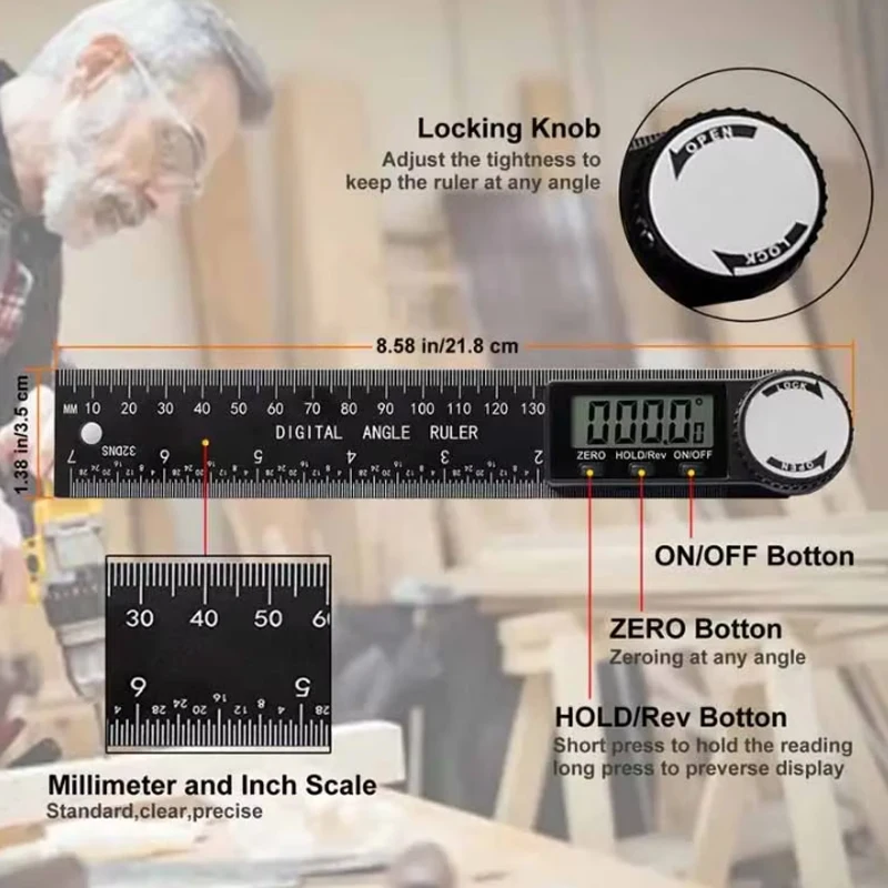 Digital Angle Ruler 360° with LED Display 6 Digital Angle Ruler 360° with LED Display - Image 6