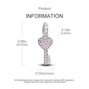 VAMO Sterling Silver Key of Love Charm 9 S6f9fb2a629df47f0b605a57dc419a8a3k