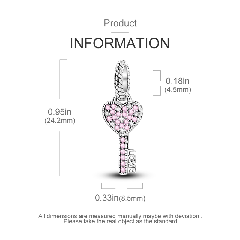 VAMO Sterling Silver Key of Love Charm 4 VAMO Sterling Silver Key of Love Charm - Image 4