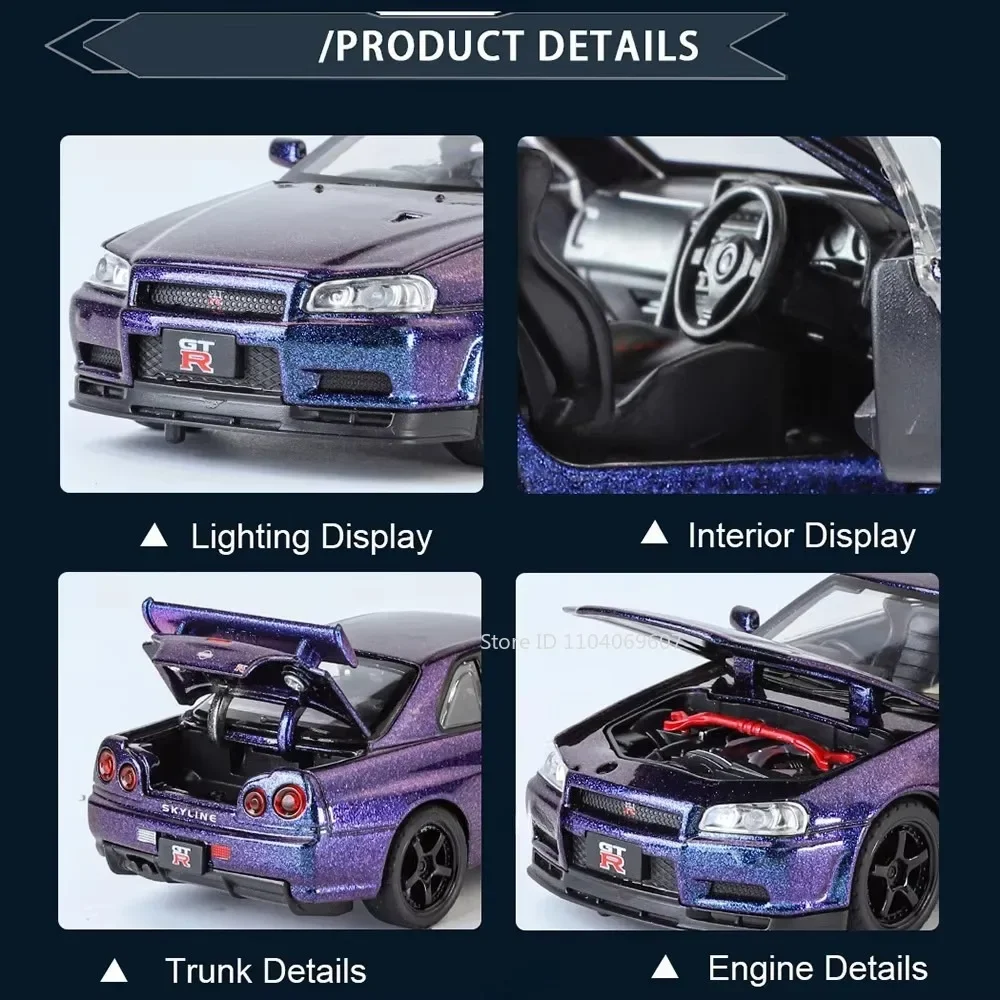 Nissan Skyline GTR R34 Diecast Model (1:32 Scale) 5 Nissan Skyline GTR R34 Diecast Model (1:32 Scale) - Image 5